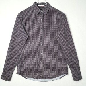 Buttercloth Icy‎ Cotton Mens Small Regular Fit Navy Geometric Long Sleeve Shirt